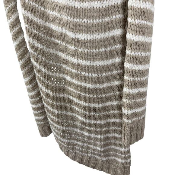 Soft Surroundings Lucie Striped Open Long Knit Cardigan Sweater Cotton Blend S - Picture 8 of 16